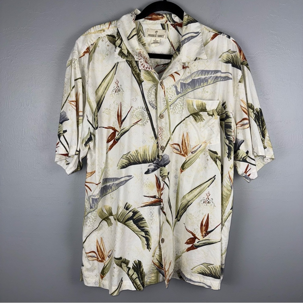 Vtg Paradise Shores Hawaiian Shirt‎ Button Up Birds of Paradise Men’s XL